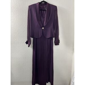 JR‎ Nites Caliendo Formal Evening Dress Set Tuxedo Womens 10 Purple Jewel Button